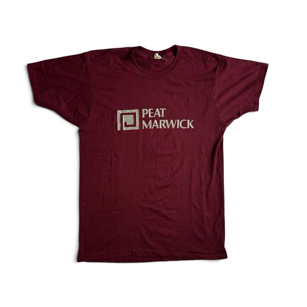 Vintage 1980s Peat Marwick KPMG Corporate T-Shirt Burgundy Screen Stars Large